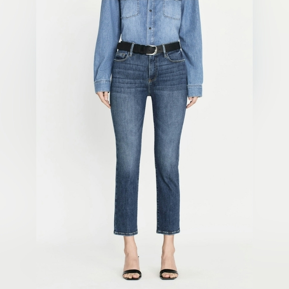 Frame Denim Denim - Frame Le High Straightin Bestia Classic Blue Women's Jeans Preppy Sz 26
